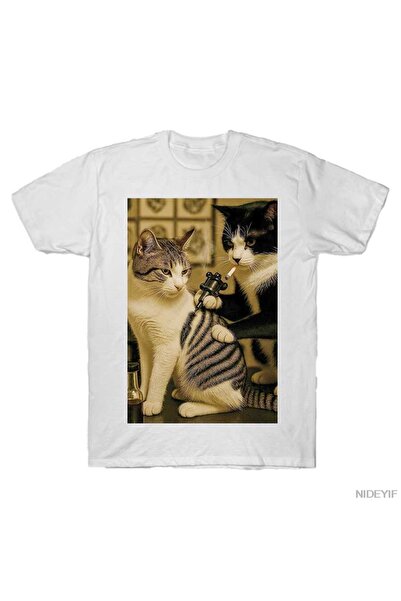 Flood Of Style Vintage pisică Smoker Tattoo D cu model pisică Artist Funny Me...