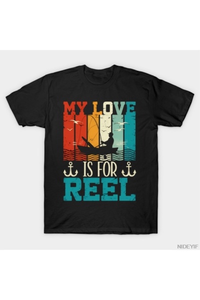 Flood Of Style Διασκεδαστικό T-shirt My Fishing Love For Reel 100% P Βαμβάκι ...