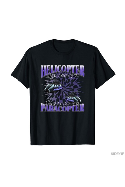 Flood Of Style Μπλουζάκι Helicopter Paracopter 100% Βαμβάκι T-shirt για άνδρε...