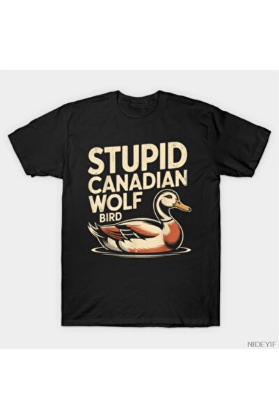 Flood Of Style Μπλουζάκι Stupid Canada Wolf Bird για άνδρες Γυναικεία 100% Βα...