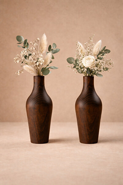 Woodcept. Sylvara Set of 2 Wooden Decorative Vases Nordic Style Modern Minima...