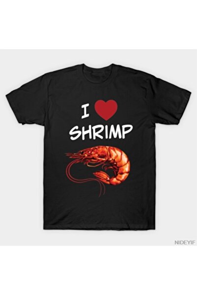 Flood Of Style I Love Shrimp Ανδρικό Γυναικείο T-Shirt 100% Σετ Βαμβάκι μπλου...