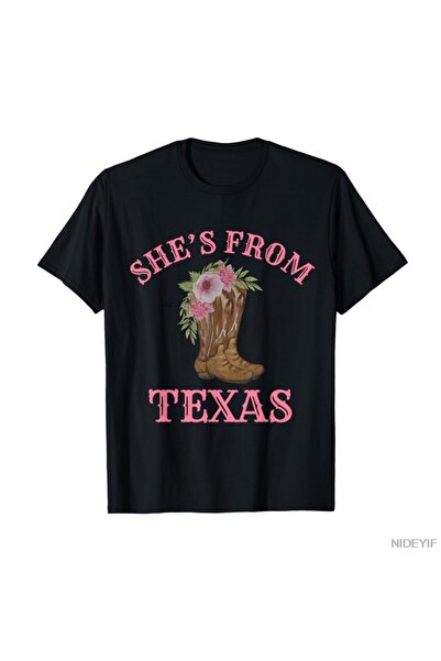 Flood Of Style The Texan, Floral Cowboy Boots Men's Women's T-Shirt 100% Cott...