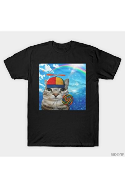 Flood Of Style Funny Happy Cat Dreamcore Meme Brainrot Silly Kitty T-Shirt fo...