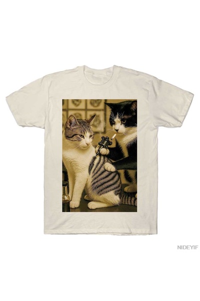 Flood Of Style Vintage Cat Smoking Cigarette Tattoo D Patterned Cat Artist Fu...