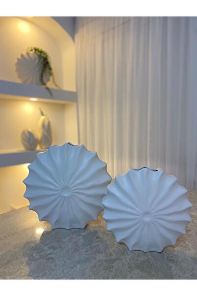 Tuge Home Pare 2’Li Seramik Vazo – Kırık Beyaz