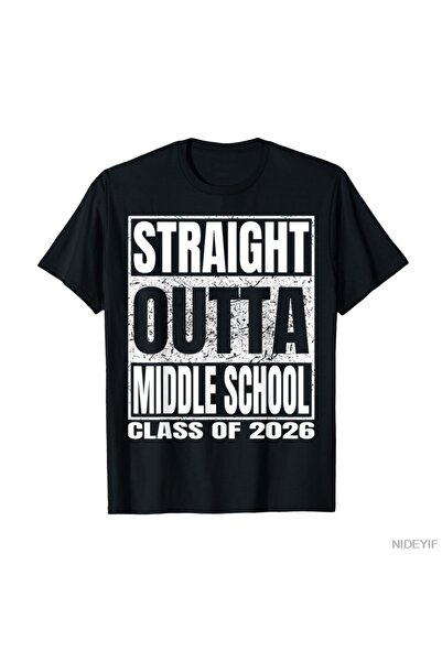 Flood Of Style Straight Outta Ortaokul Funny 2026 T-shirt για την Μέση Αποφοί...