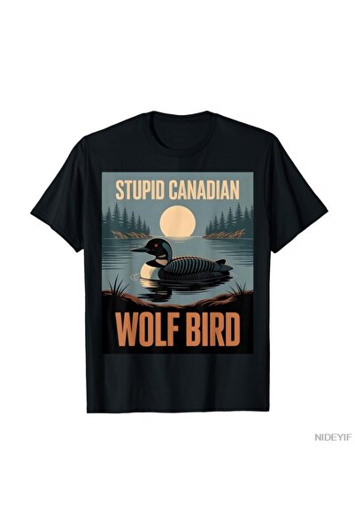 Flood Of Style Tricou amuzant cu memă cu pasăre lup canadiană, umor animal, r...