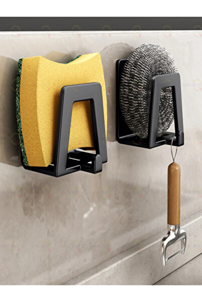 MAİN SHOP 2 bucăți suport adeziv pentru burete de vase cu cârlige din inox, s...