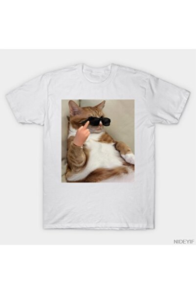 Flood Of Style Αστείο μπλουζάκι Sassy Cat Middle Finger Meme για άνδρες Γυναι...