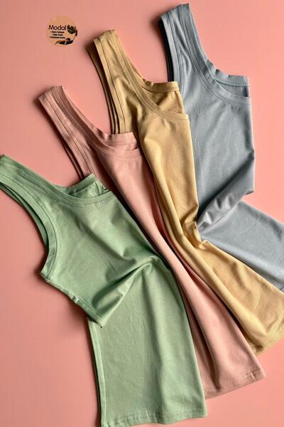 Elosia Zerra |   Modal 4-Piece Extra Piped Sleeveless Women's Undershirt Set ...