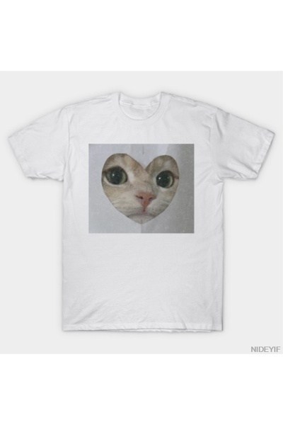 Flood Of Style تي شيرت لطيف على شكل قلب قطة لمحبي القطط للرجال والنساء 100% ق...