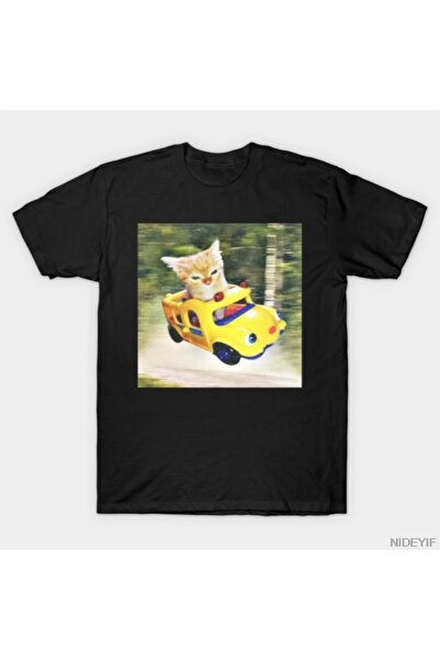 Flood Of Style Funny pisică Driving Toy Car Meme tricou 100% bumbac tricouri ...