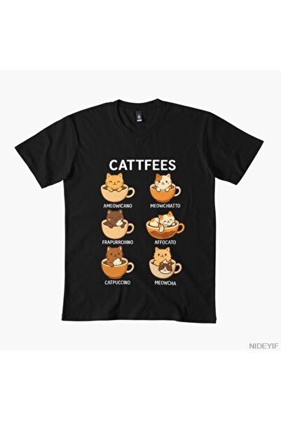 Flood Of Style Cattfees Cute Cats Coffee Lovers T-shirt για άνδρες Γυναικεία ...