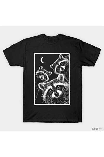 Flood Of Style Vintage Three Raccoons Moon Gothic Funny Raccoon Meme Animal T...