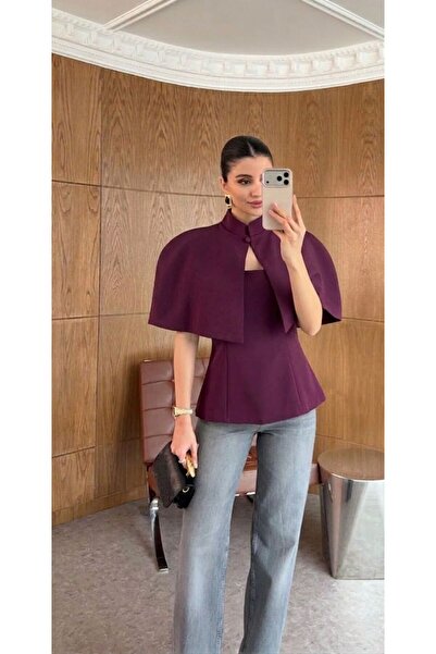 maf collection Γυναικείο Μπολεράκι σε χρώμα Δαμασκηνί, με κουμπιά στην πλάτη,...