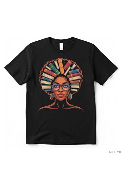 Flood Of Style تي شيرت أسود بطبعة كتب التاريخ الأسود للمعلمين تي شيرت أفرو لل...