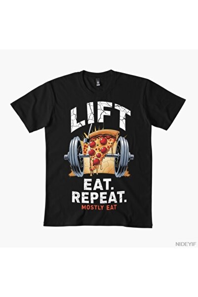Flood Of Style Μπλουζάκι Lift Eat Repeat Mostly Eat για άνδρες Γυναικεία 100%...