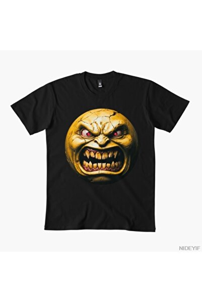 Flood Of Style Μπλουζάκι Dee-Real Smiley Angry για άνδρες Γυναικεία 100% μπλο...