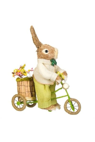 OEM Figurină decorativă de Paște cu iepure de iarbă și bicicletă, 42 cm