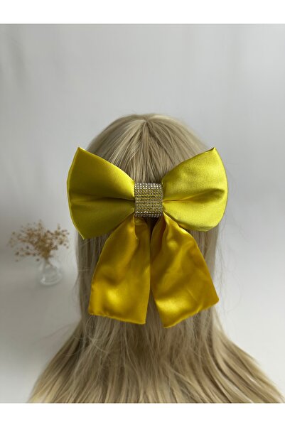 MegssStore Yellow Stone Satin Bow Automatic Buckle