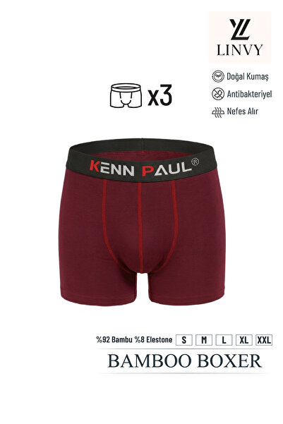 KENN PAUL Erkek Bambu Boxer | Nefes Alan, Yumuşak Dokulu, Esnek ve Günlük Kon...