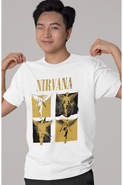 SEVBANO Tricou oversize unisex cu imprimeu Design Nirvana Rock Metal Music Band