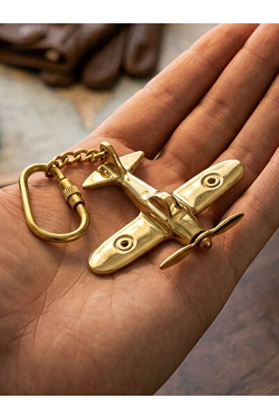 moryconcept Avion din alamă breloc – Avion decorativ din metal cu figurină și...