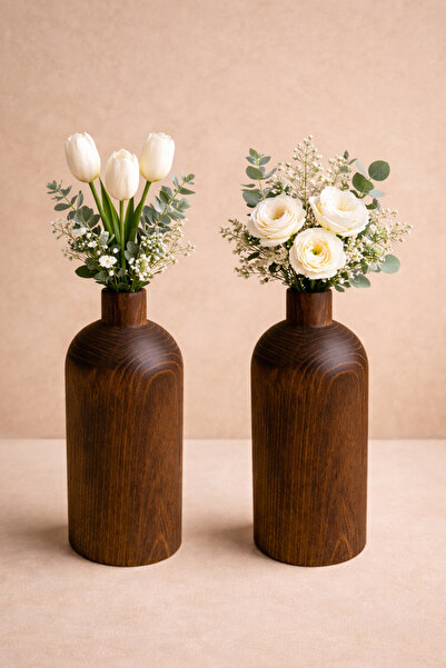 Woodcept. Virelia Set of 2 Wooden Decorative Vases Nordic Style Modern Minima...