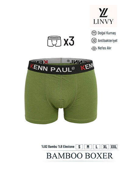 KENN PAUL Erkek Bambu Boxer | Nefes Alan, Yumuşak Dokulu, Esnek ve Günlük Kon...