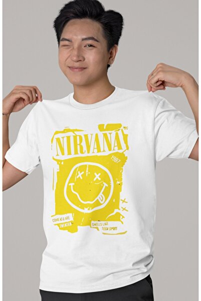 SEVBANO Tricou oversize unisex cu imprimeu Design Nirvana Rock Metal Music Band