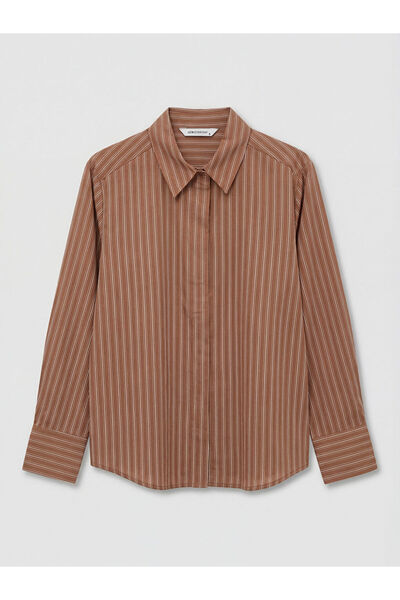 LC Waikiki Lcwaikiki Classic Brown Striped Women's Shirt