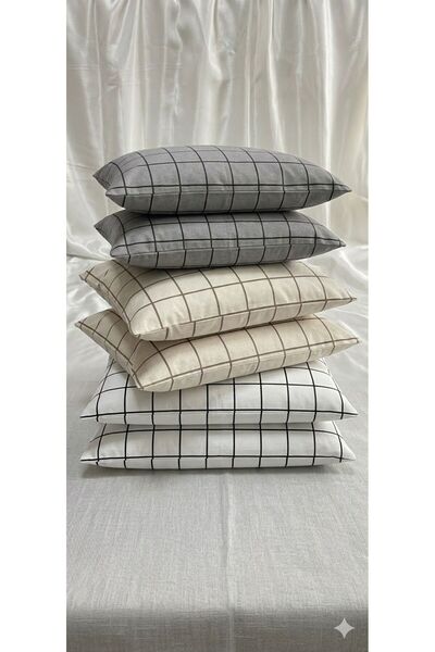 NURLATEX 6-Piece Modern Mix Set Pillowcase - (2 Gray + 2 Beige + 2 White)