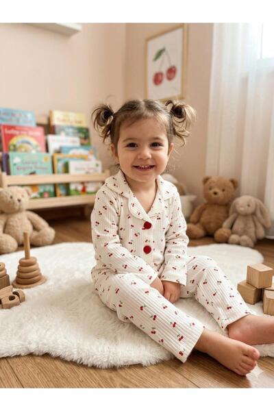 KOÇAR BEBEK Button-Front Children's Pajama Set 1-4 Years Old Terry Fabric