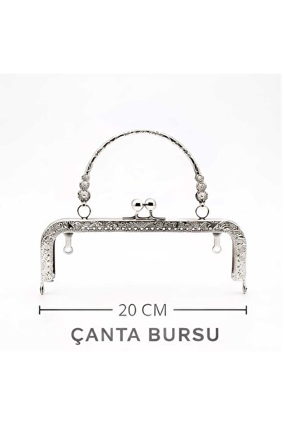 aurellen إطار معدني حقيبة بورسو بمقبض 20 سم - مكرمية محبوك يدويًا مع حقيبة أد...