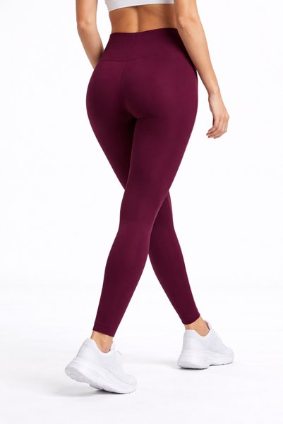 Enva Store High Waist Corseted Shaping / Sculpting Leggings That Don'T Show under Clothes Burgundy