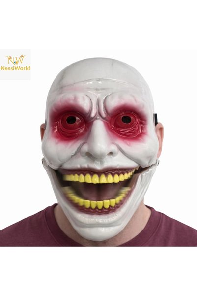 Generic Brand Mey Import ®   Horror Mask with Movable Jaw Mechanism Red