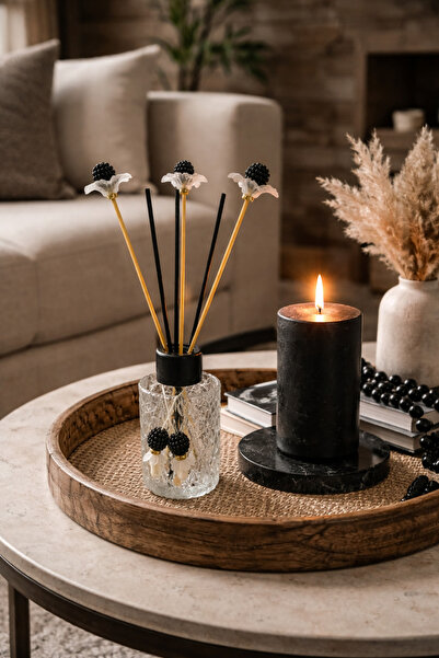 Nunevva Oda Kokusu Şişesi - Siyah Küpeli Baklava Desen Premium Cam Şişe