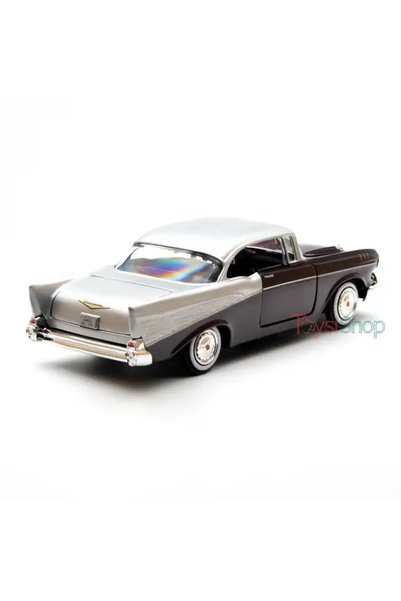 Motor Max موتورماكس 1957 شيفروليه بيلير موديل سيارة مصبوبة بمقياس 1:24 باللون الأحمر الداكن