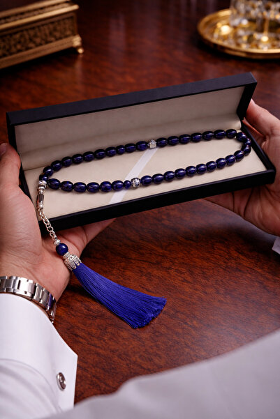 Generic Luxurious navy blue rosary with olive beads and an elegant box – a so...