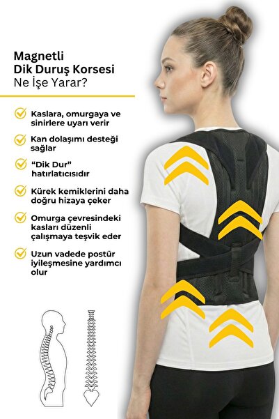 KAYOUBI Manyetik Dik Duruş Korsesi Kadın Erkek Balenli Medikal Korse Kamburlu...