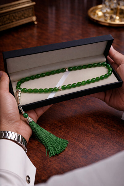 Generic Luxurious green rosary with olive beads and an elegant box – a sophis...