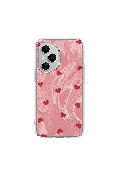 Zebana Honor 400 Pro 5g Compatible Case Pink Heart Silicone Case Red