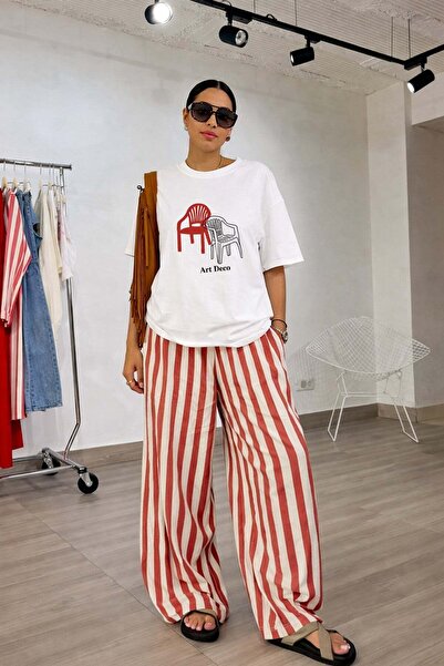 Monila Țesătură premium pentru femei Ecru cu imprimeu supradimensionat tricou