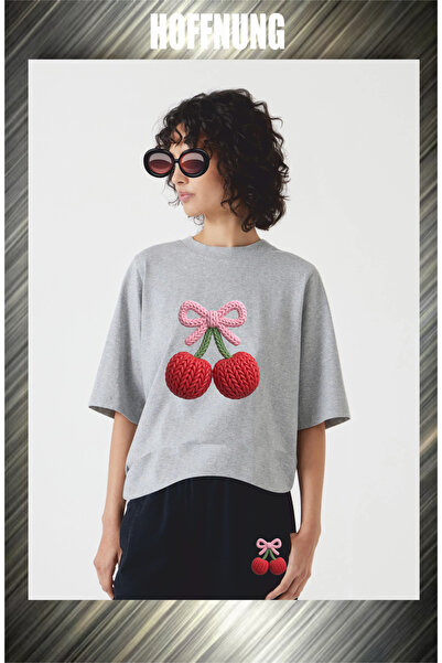 HOFFNUNG Unisex Casual Short Sleeve Set with 2Cherries Hoffning Print Outdoor...