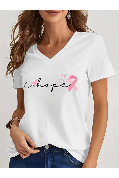 mercoledi تي شيرت نسائي من Hope Kurdele Awareness مطبوع بأكمام على شكل حرف V ...