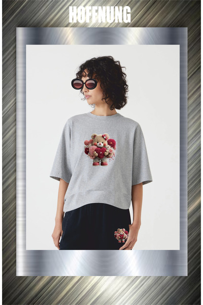 HOFFNUNG Unisex Casual Short Sleeve Set with Love Bear Hoffning Print Outdoor...