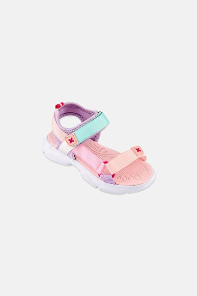 XTI Kids Girl Brand Logo Velcro Closure Sandals, Multicolor