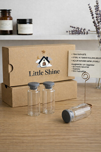 Little Shine Dekoratif Cam Şişe Çok Amaçlı Cam Flakon 10 ml Hediyelik Süs Hat...