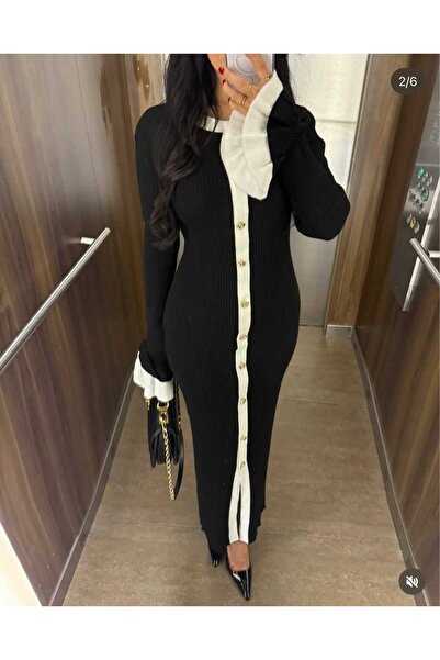 Abalı Yeni sezon- Kadın Uzun Triko Elbise – Şık ve Rahat Marmaris model